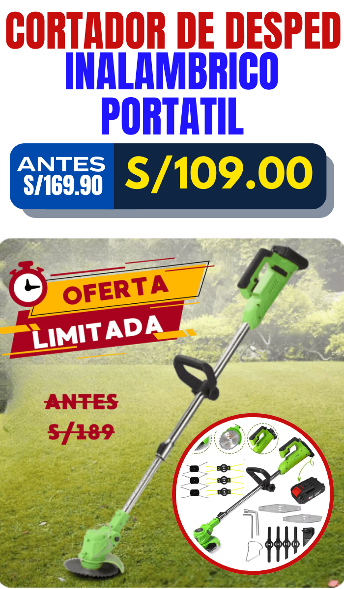 CORTADOR DE CESPED INALÁMBRICO PORTATIL