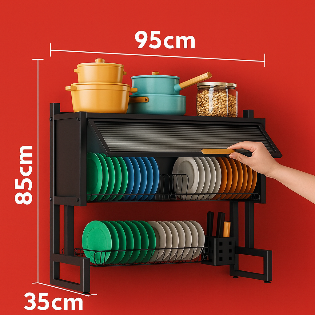 ESCURRIDOR DE PLATOS de 2 PISOS CON TAPA MODELO PREMIUM 2.0