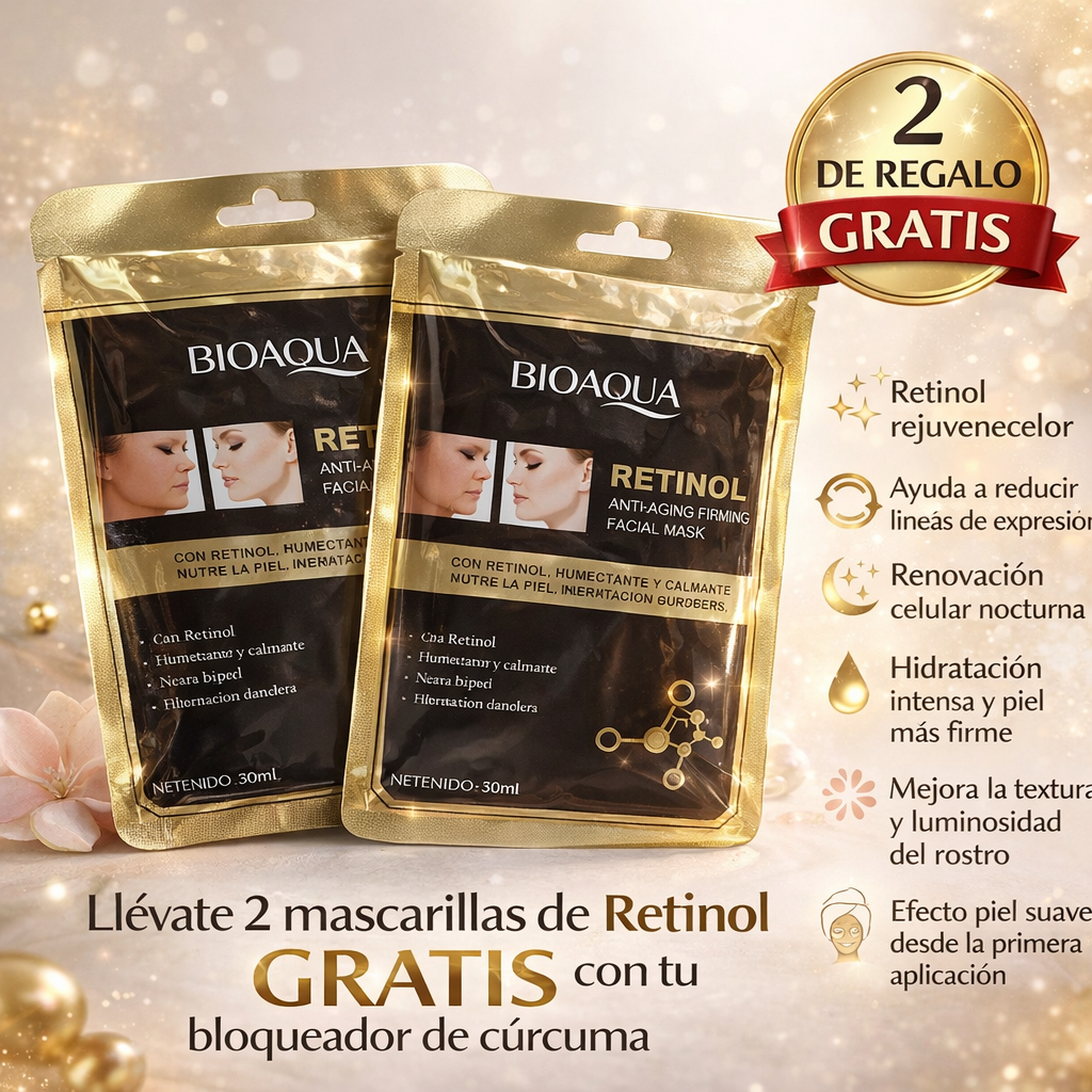 Pack Anti-Edad Esencial💅 (BLOQUEADOR CÚRCUMA + ⭐3 MASCARILLAS GRATIS⭐ DE RETINOL)