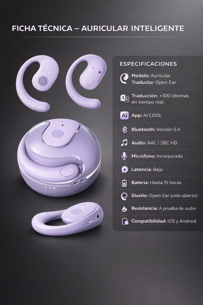 OWS 31 LilaVoice – Auricular Traductor en Tiempo Real 🗣️⚡