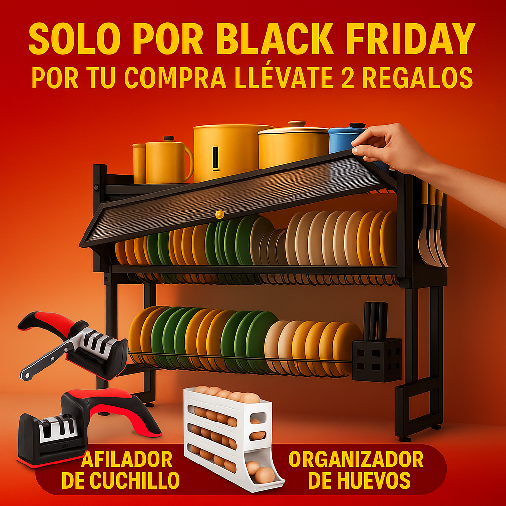 ESCURRIDOR DE PLATOS de 2 PISOS  CON TAPA MODELO PREMIUM