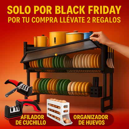 ESCURRIDOR DE PLATOS de 2 PISOS  CON TAPA MODELO PREMIUM