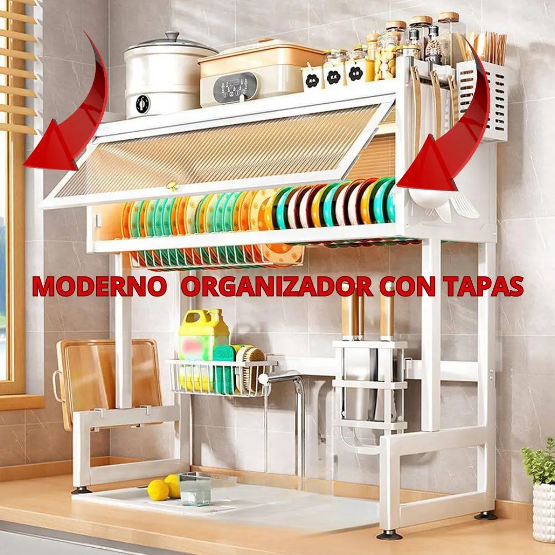 ESCURRIDOR DE PLATOS de 2 PISOS🎁  CON TAPA MODELO PREMIUM