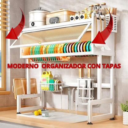 ESCURRIDOR DE PLATOS de 2 PISOS🎁  CON TAPA MODELO PREMIUM